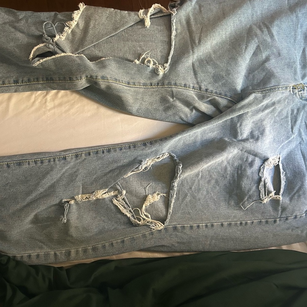 Distressed Blue Jeans